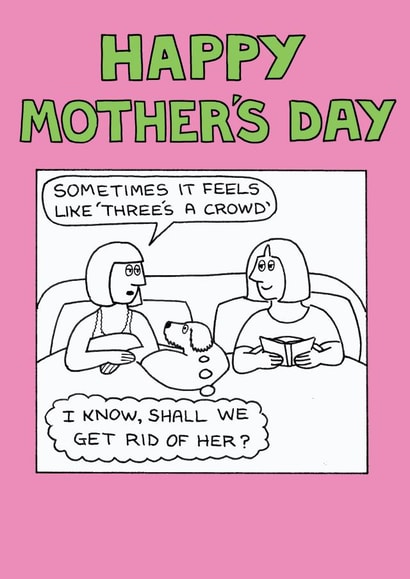 crowd bed Mothers Day Card 1986 created by Off The Leash Cartoons by Rupert Fawcett