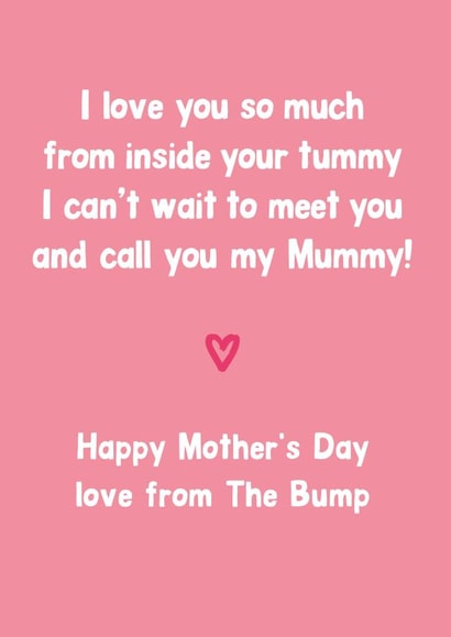 Cute Mothers Day Card - Mummy To Be - Poem - I Love You So Much From Inside Your Tummy created by Percy & Pearl