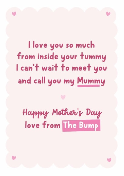 Cute Mothers Day Card - Mummy To Be - Poem - From the bump card created by Percy & Pearl