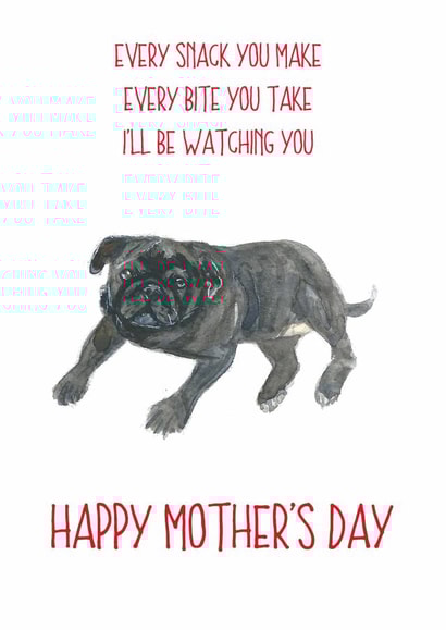 furry friends pug Mothers Day Card 14247 created by Sarah Maddox