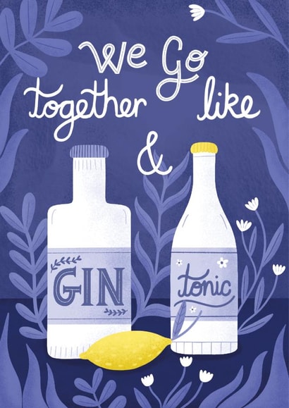 Gin and tonic valentines card Valentines Day Card 21566 created by Katie Brookes