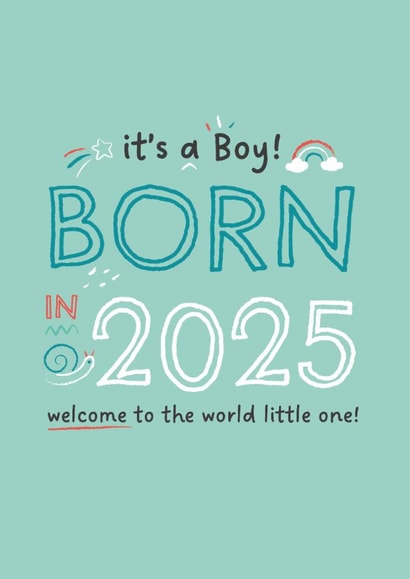 New Baby Boy Card born in 2025 created by Sharon Armstrong Creative