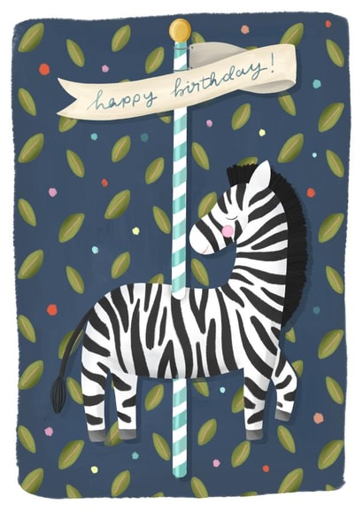 zebra pole Birthday Card 4309 created by Claire Lefevre