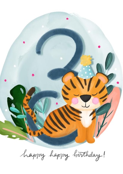 tiger three Birthday Card 4313 created by Claire Lefevre
