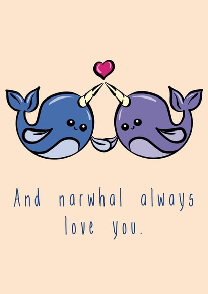 narwhal love Valentines Day Card 7484 created by Punderstanding Life
