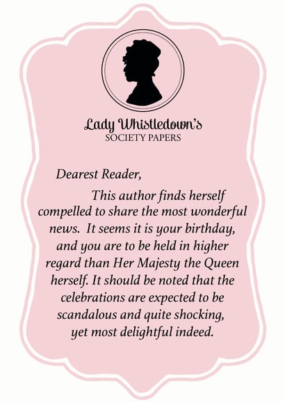 Lady Whistledown Birthday Card created by Sweetlove Press