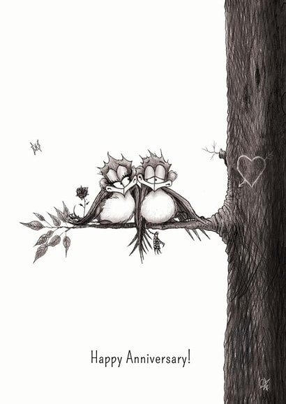 Cute Love Birds Anniversary Card created by Catherine Flynn