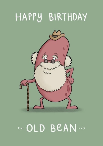 Grey old bean Birthday card created by Carl Batterbee