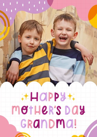 Cute Contemporary Personalised Mother's Day Card / Photo Card - For Grandma - Happy Mother's Day Grandma created by Joanne Hawker