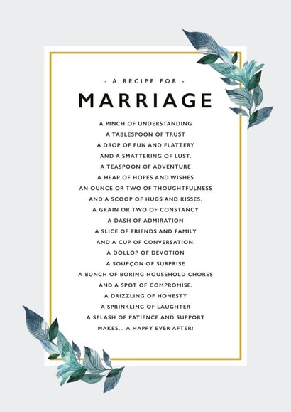 Recipe for marriage - wedding day card created by Joanna Miller