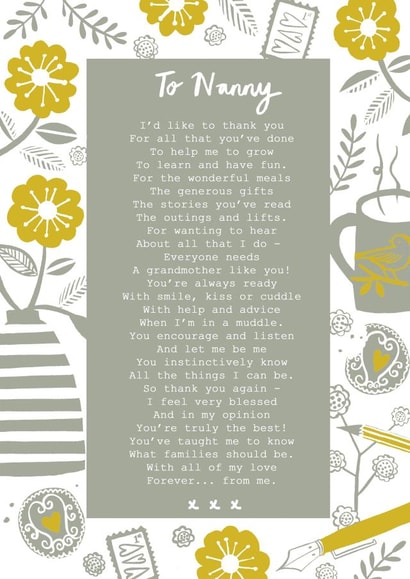 Heartfelt Mothers Day Card - Poem - To Nanny created by Joanna Miller