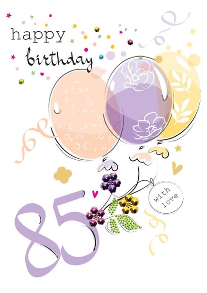 85 Age Milestone Balloons and Confetti Birthday Card created by SABIVO Design by Sabina