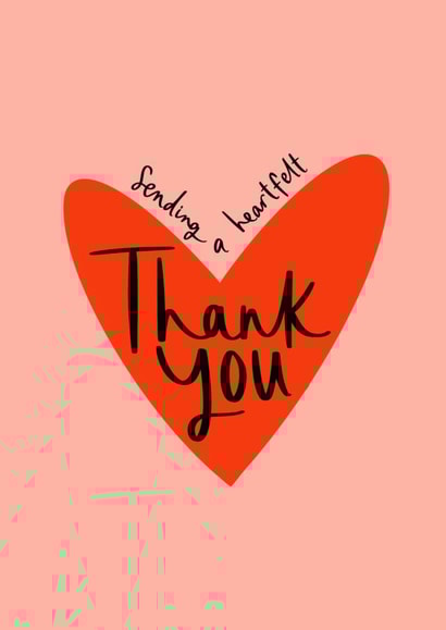 Cute Heart Thank You Card - Heart - Sending A heartfelt Thank You created by Muses & May 