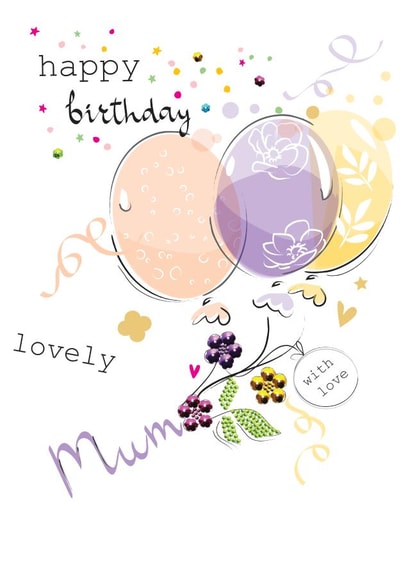 Balloons and Confetti Birthday Card For Mum created by SABIVO Design by Sabina