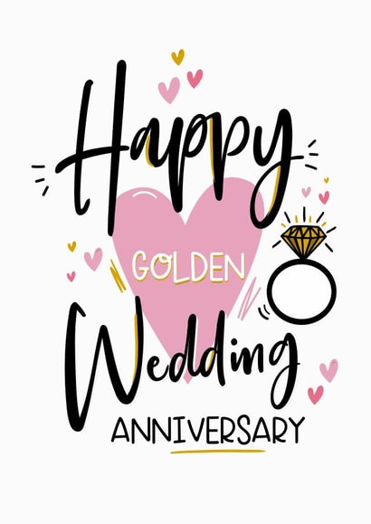 Cute Golden Anniversary Card - 50 Years - Happy Golden Wedding Anniversary created by Lucy Rose Party