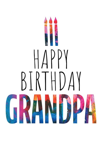 Grandpa Birthday Card  - Colourful Abstract Birthday Cake and Candles created by size3art
