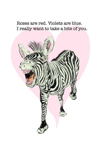 Zebra Bite of you Valentines Day Card 21669 created by Holly.Ruanne.Draws