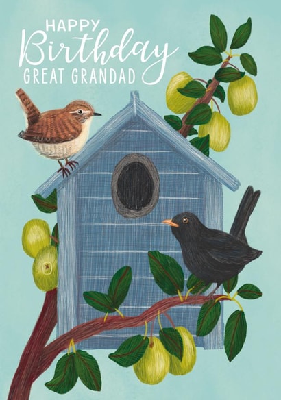 Arty Birthday Card - Olives - Birds - For Great Grandad created by Made by Burbs