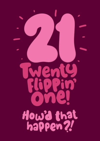 twenty one 21 Birthday Card 12920 created by Pink wink