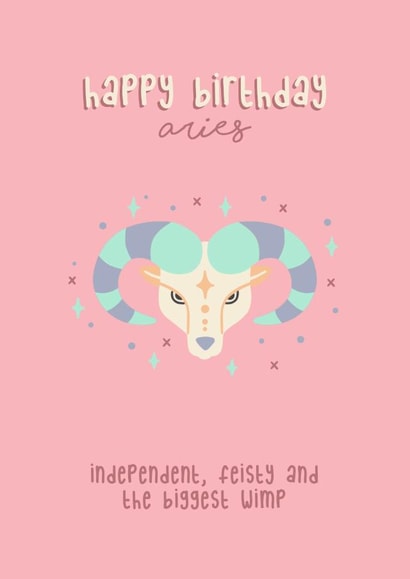 Aries Zodiac birthday card created by Laura Mason