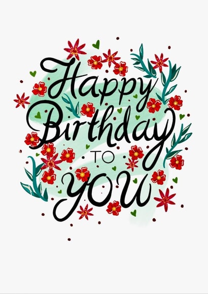 Pretty Floral Birthday Card - Hearts, Flowers And Leaves created by eamberart