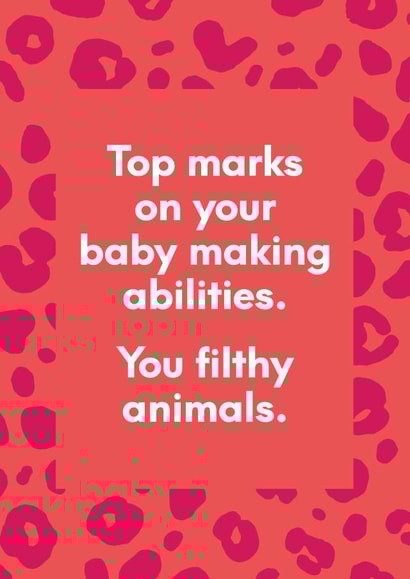 Congratulate the filthy animals on their new baby card created by Elaine Miles