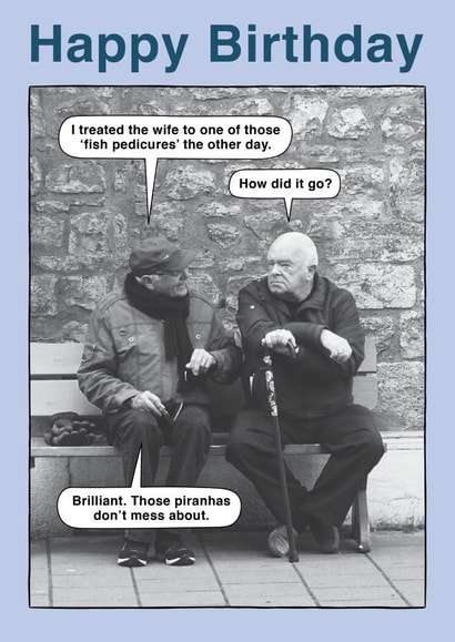 Fish Pedicure - Hilarious card for the hen pecked husband created by Liverpool Card Studio