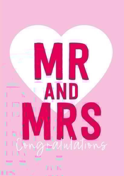 Mr & Mrs congratulations- Cute heart themed wedding card created by Blush & Blossom 