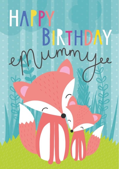 mummy fox fox Birthday Card 15817 created by Fox and Bird Studio