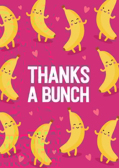Cute Banana Pun Thank You Card - Dancing Bananas - Thanks A Bunch created by Blush & Blossom 