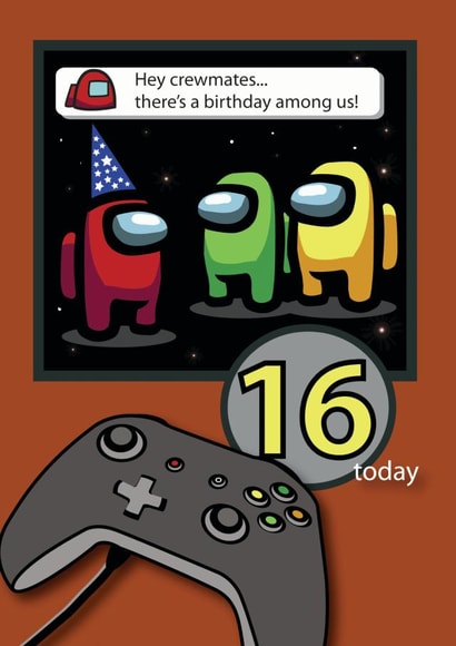 16 Year Old Among Us Birthday card created by Jackie Ponwaye Design
