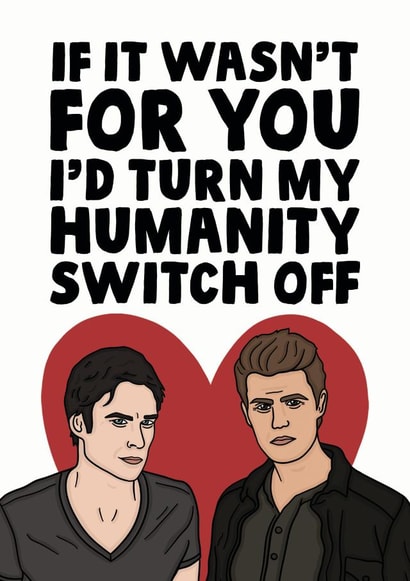 the vampire diaries  damon salvatore Valentines Day Card 13331 created by Studio Doodles