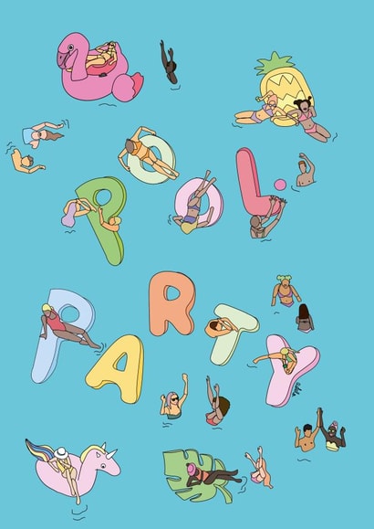 pool swimming Birthday Card 21603 created by Absolutely Adela