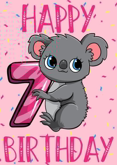 7th Birthday Pink Koala Bear Card created by Love Gifts