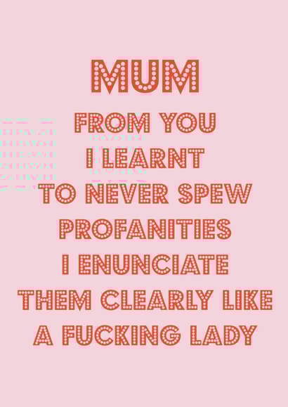 Swearing Swear Mothers Day Card 16958 created by Nicola Jo