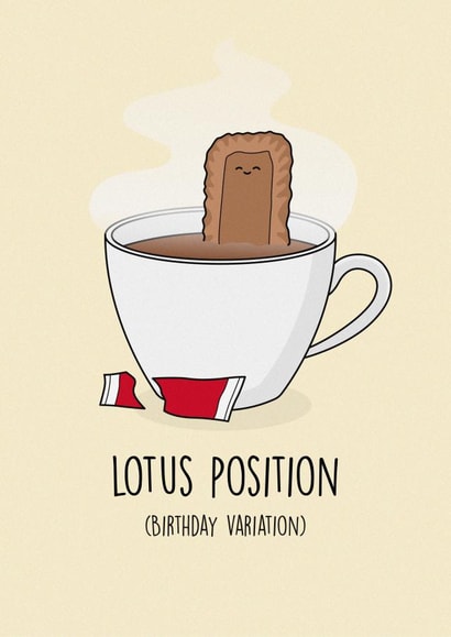 Lotus biscuit yoga birthday card created by Rishi