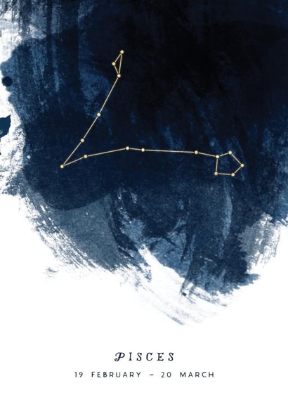 Pisces Zodiac Star Sign Birthday Card created by Dig The Earth