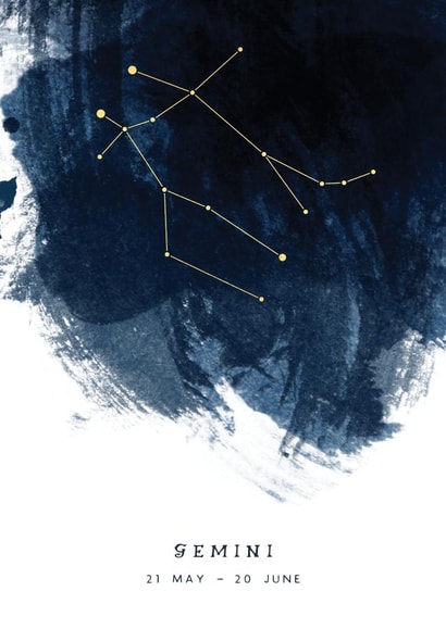 Gemini Zodiac Star Sign Birthday Card created by Dig The Earth