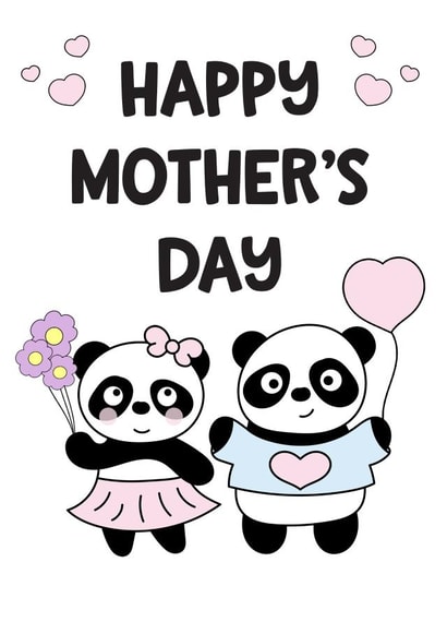 pandas cute Mothers Day Card 45794 created by Crystal Star Gift Shop