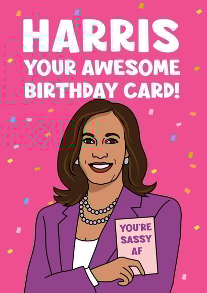 Funny Adult Female Kamala Harris Birthday Card created by Emoticology Cards