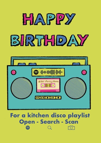 Children’s interactive disco birthday party card created by Get The Party Crafted