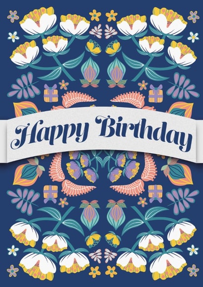 Pretty cute floral flowery birthday card for a Mother, Daughter or Nan created by LJRanson Design