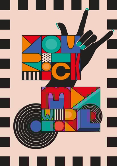 You rock my world, Rock and roll Valentines Day Card created by LJRanson Design