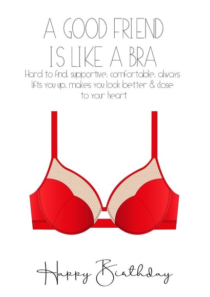 A good friend is like a bra birthday card created by Jemma Louise UK