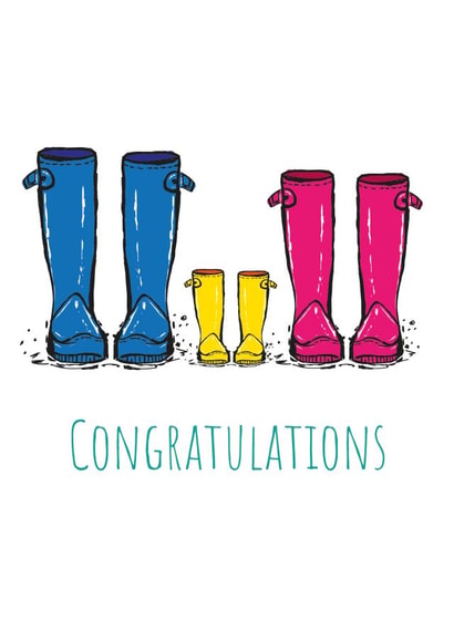 Celebrate the new member of a family with this cute wellie card. created by Yeti Design