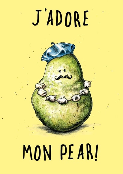 J'Adore Mon Pear Funny Fathers Day Card created by Bewilderbeest