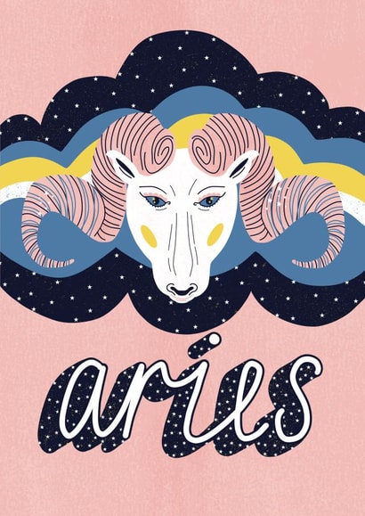 Aries March baby Birthday Card 21093 created by Soph AC Studio