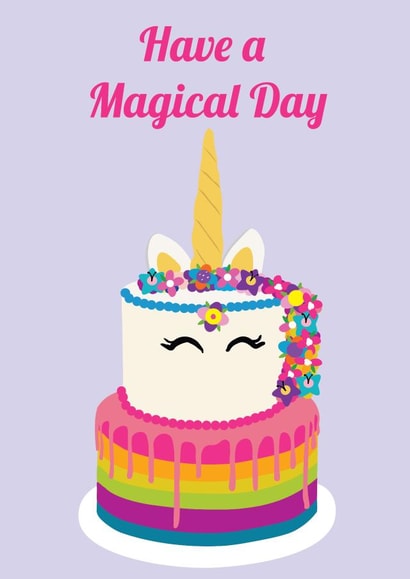 Magical unicorn Birthday cake card created by Rock & Rose Creative
