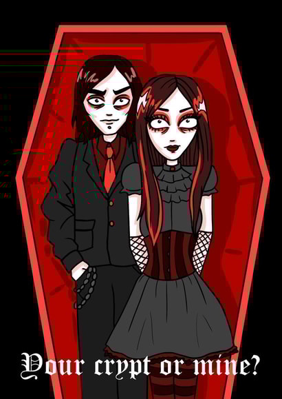 goth vampire Valentines Day Card 48093 created by Grace Mutton
