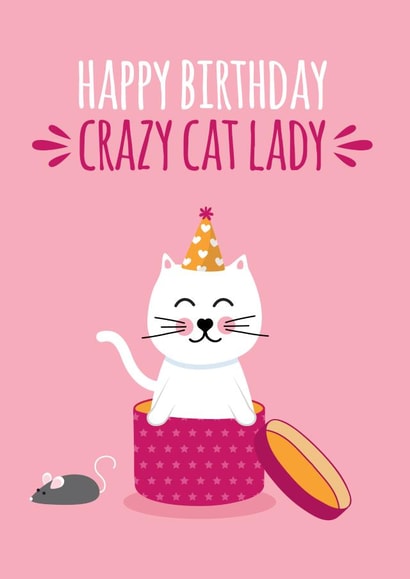 crazy cat lady mouse Birthday Card 12880 created by Blush & Blossom